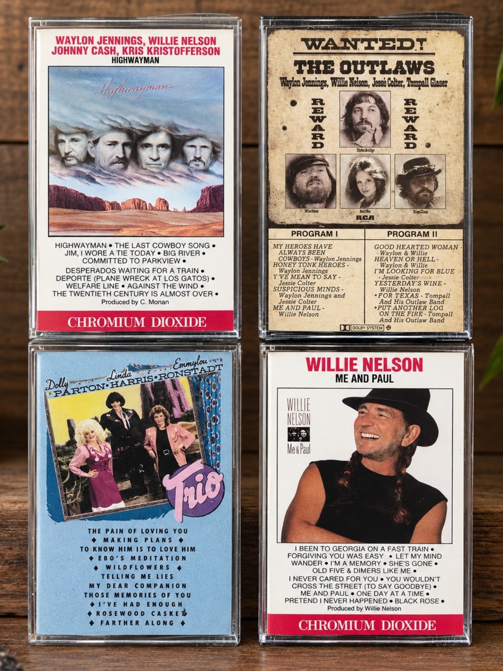 Lot of 4 Country Cassette Tapes Johnny Cash Dolly Parton Willie Nelson vintage